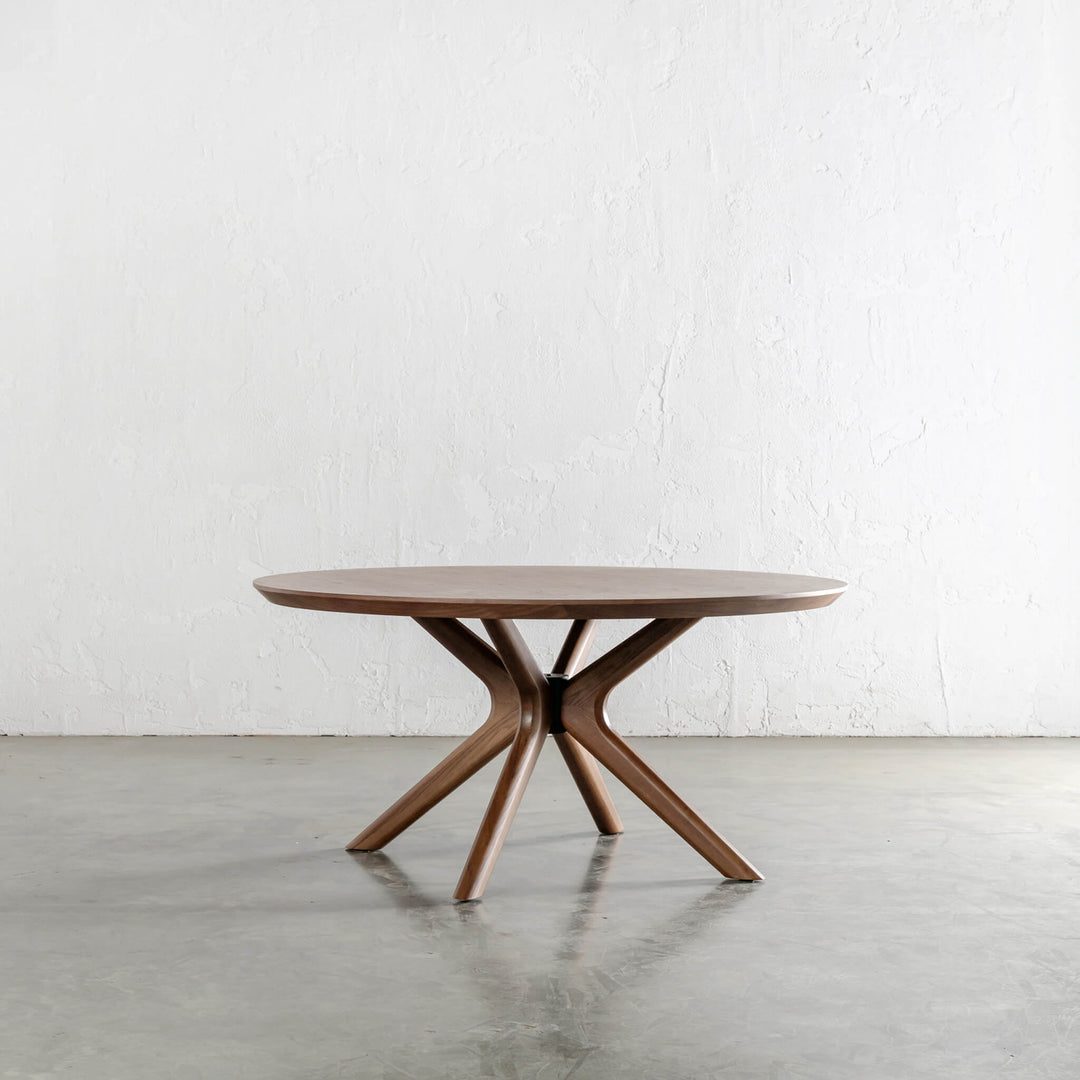 BRETON ROUND DINING TABLE  |  DEEP WALNUT WOOD GRAIN  |  150CM