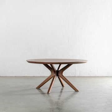 BRETON ROUND DINING TABLE  |  DEEP WALNUT WOOD GRAIN  |  120CM