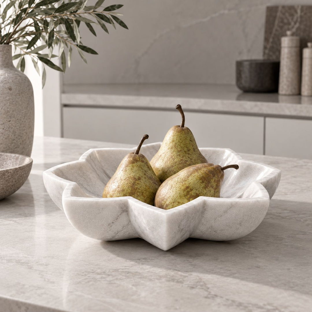 BURMA LOTUS PLATE  |  COLLECTION  |  WHITE MARBLE