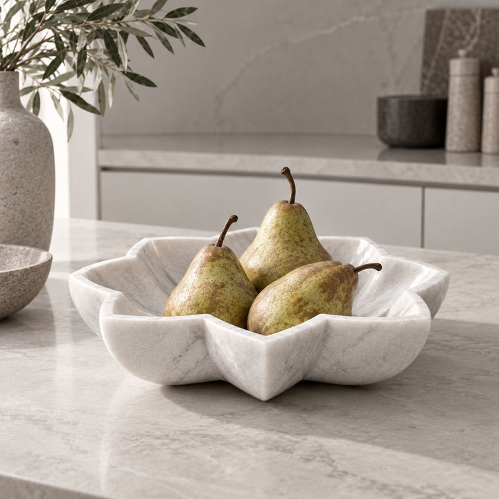 BURMA LOTUS PLATE  |  COLLECTION  |  WHITE MARBLE