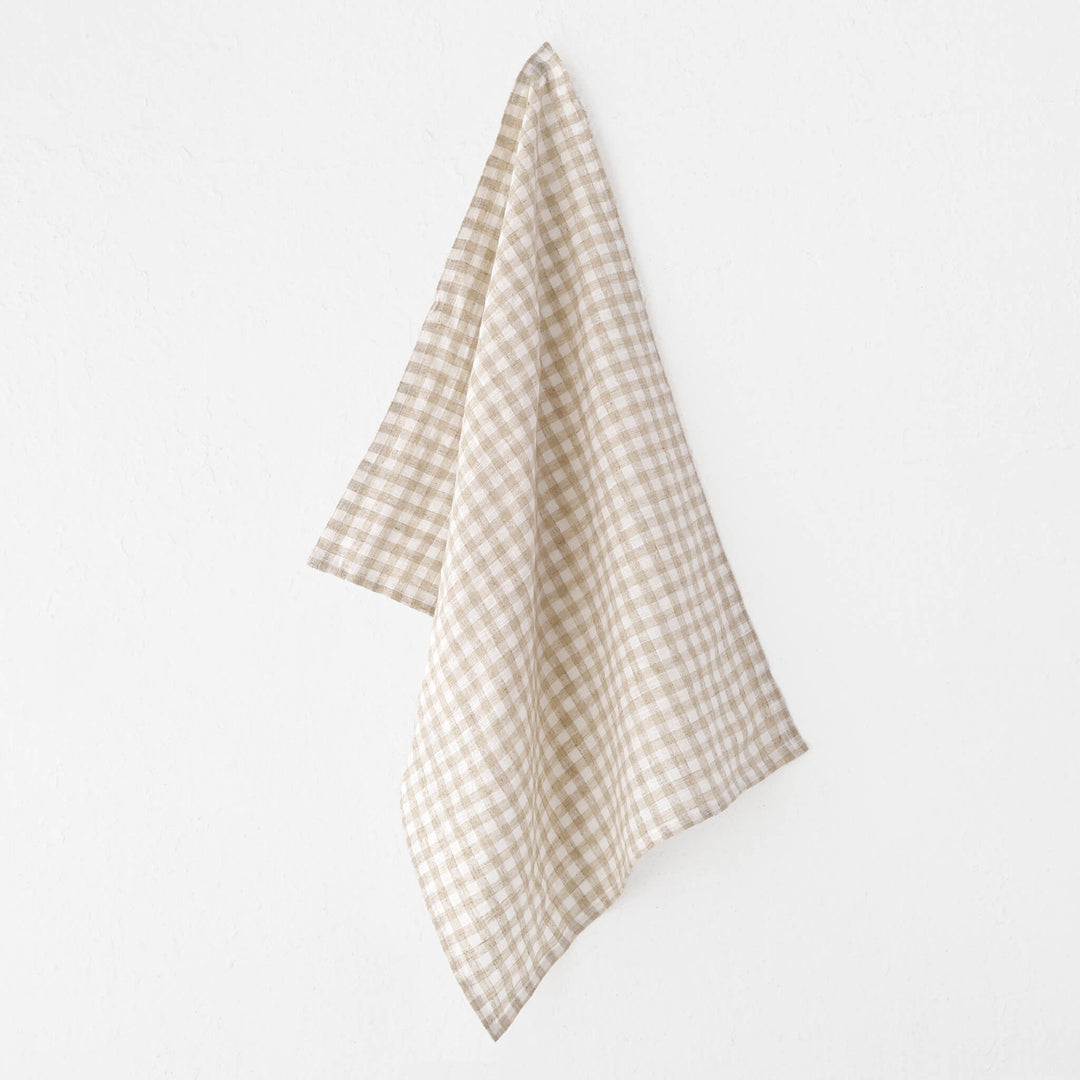 Cadiz Check Linen Kitchen Towel  |   Camel  |  50X70CM