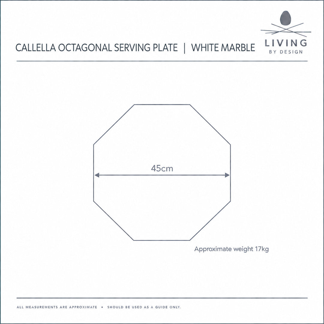 CALLELLA OCTAGONAL SERVING PLATE  |  45CM  |  WHITE MARBLE