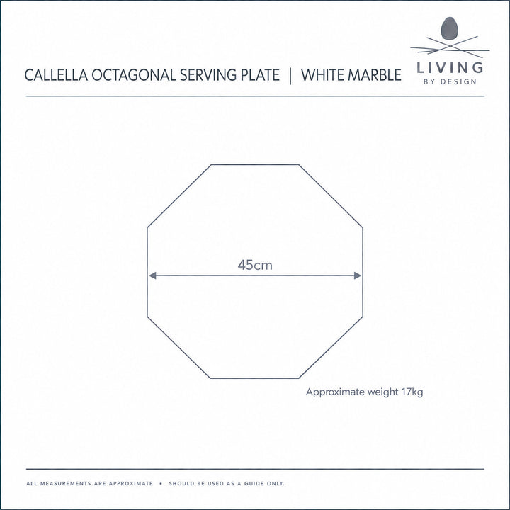 CALLELLA OCTAGONAL SERVING PLATE  |  45CM  |  WHITE MARBLE