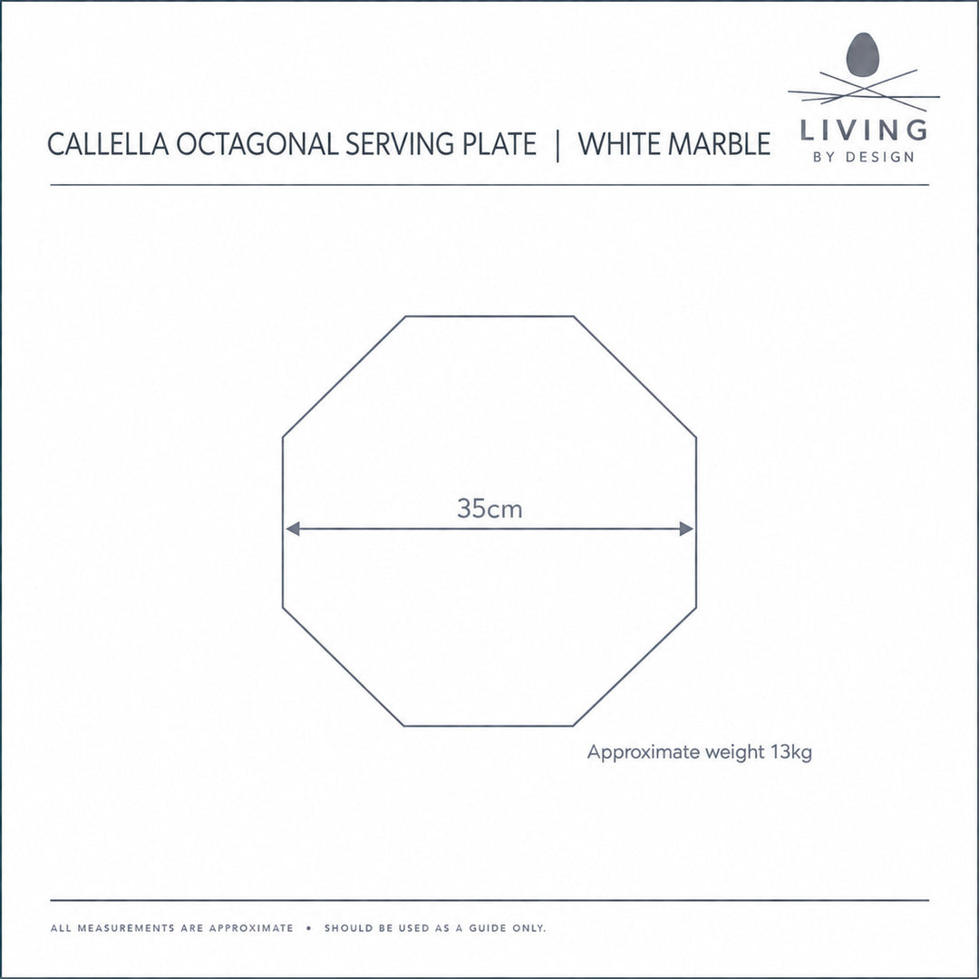 CALLELLA OCTAGONAL SERVING PLATE  |  35CM  |  WHITE MARBLE