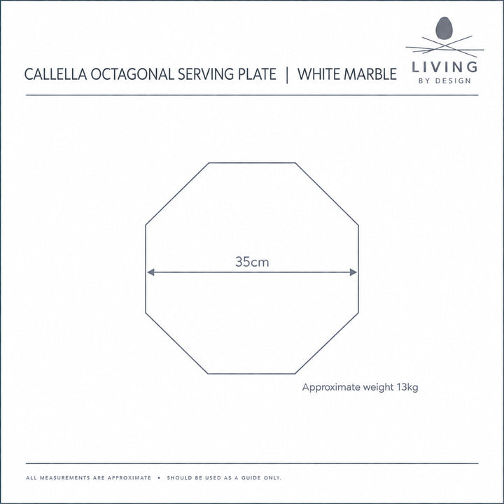 CALLELLA OCTAGONAL SERVING PLATE  |  35CM  |  WHITE MARBLE