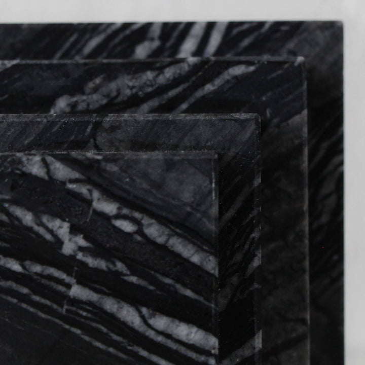 CAMERO MARBLE BOOKENDS | BLACK MARBLE | CLOSEUP