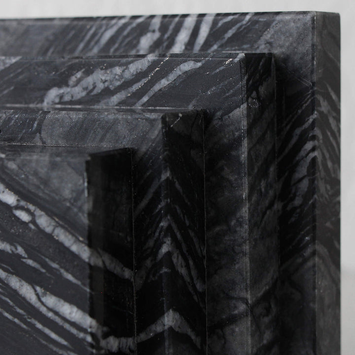 CAMERO MARBLE BOOKENDS | BLACK MARBLE | CLOSEUP