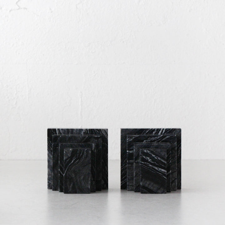 CAMERO MARBLE BOOKENDS  |  BLACK MARBLE