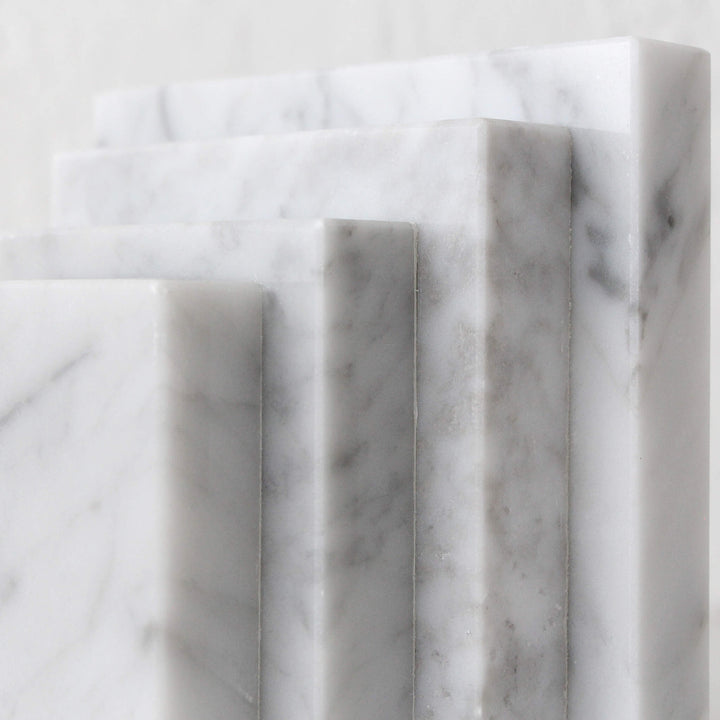 CAMERO MARBLE BOOKENDS | WHITE MARBLE | CLOSEUP