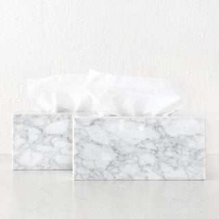 CAMERO MARBLE RECTANGLE TISSUE BOX  |  BUNDLE X2  |  CARRARA WHITE MARBLE