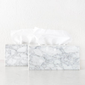 CAMERO MARBLE RECTANGLE TISSUE BOX  |  BUNDLE X2  |  CARRARA WHITE MARBLE