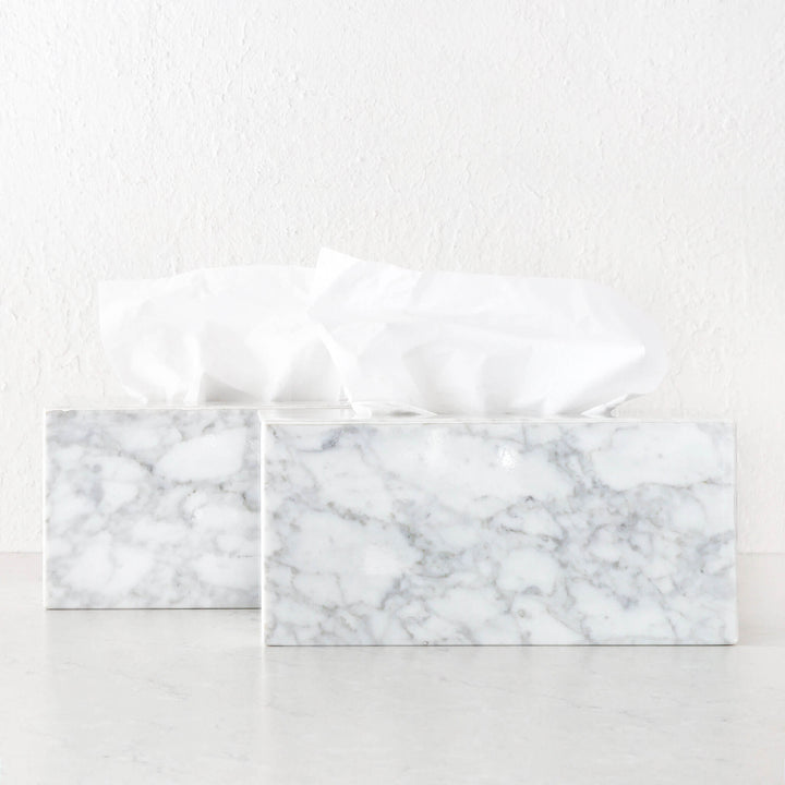 CAMERO MARBLE RECTANGLE TISSUE BOX  |  BUNDLE X2  |  CARRARA WHITE MARBLE