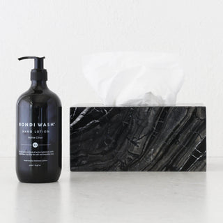 CAMERO MARBLE RECTANGLE TISSUE BOX | EMAS DARK GREY MARBLE
