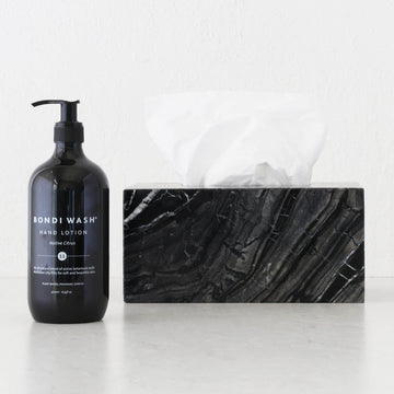 CAMERO MARBLE RECTANGLE TISSUE BOX | EMAS DARK GREY MARBLE