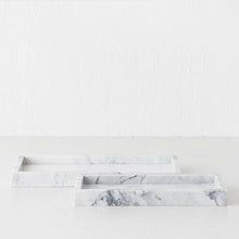 CAMERO MARBLE RECTANGLE TRAY  |  SET OF 2  |  WHITE MARBLE