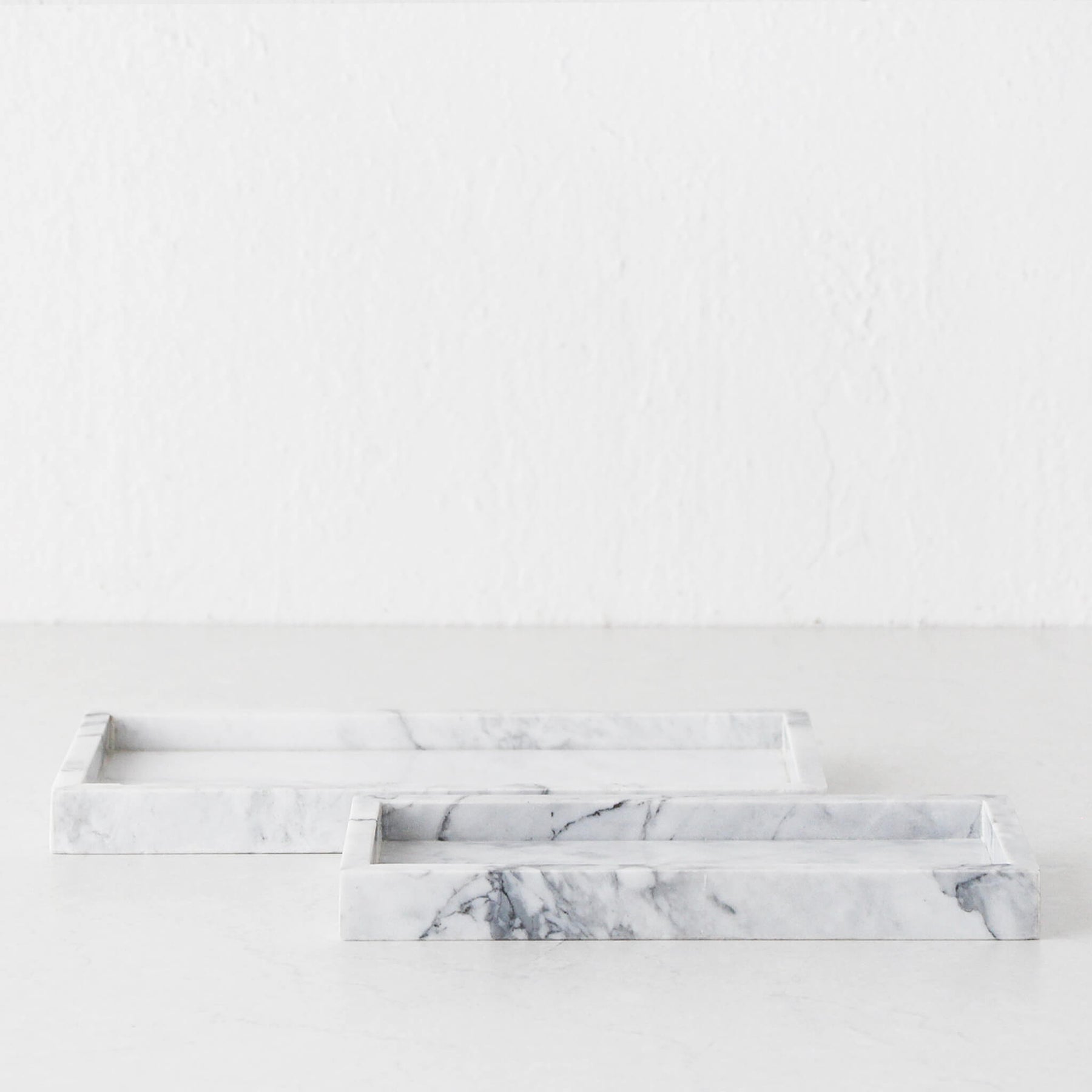 Rectangular Marble Containers CAMERO MARBLE RECTANGLE TRAY | SET OF 2 | CARRARA WHITE MARBLE – Living ...