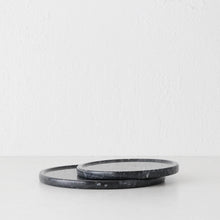 CAMERO MARBLE ROUND TRAY  |  SET OF 2  |  BLACK MARBLE