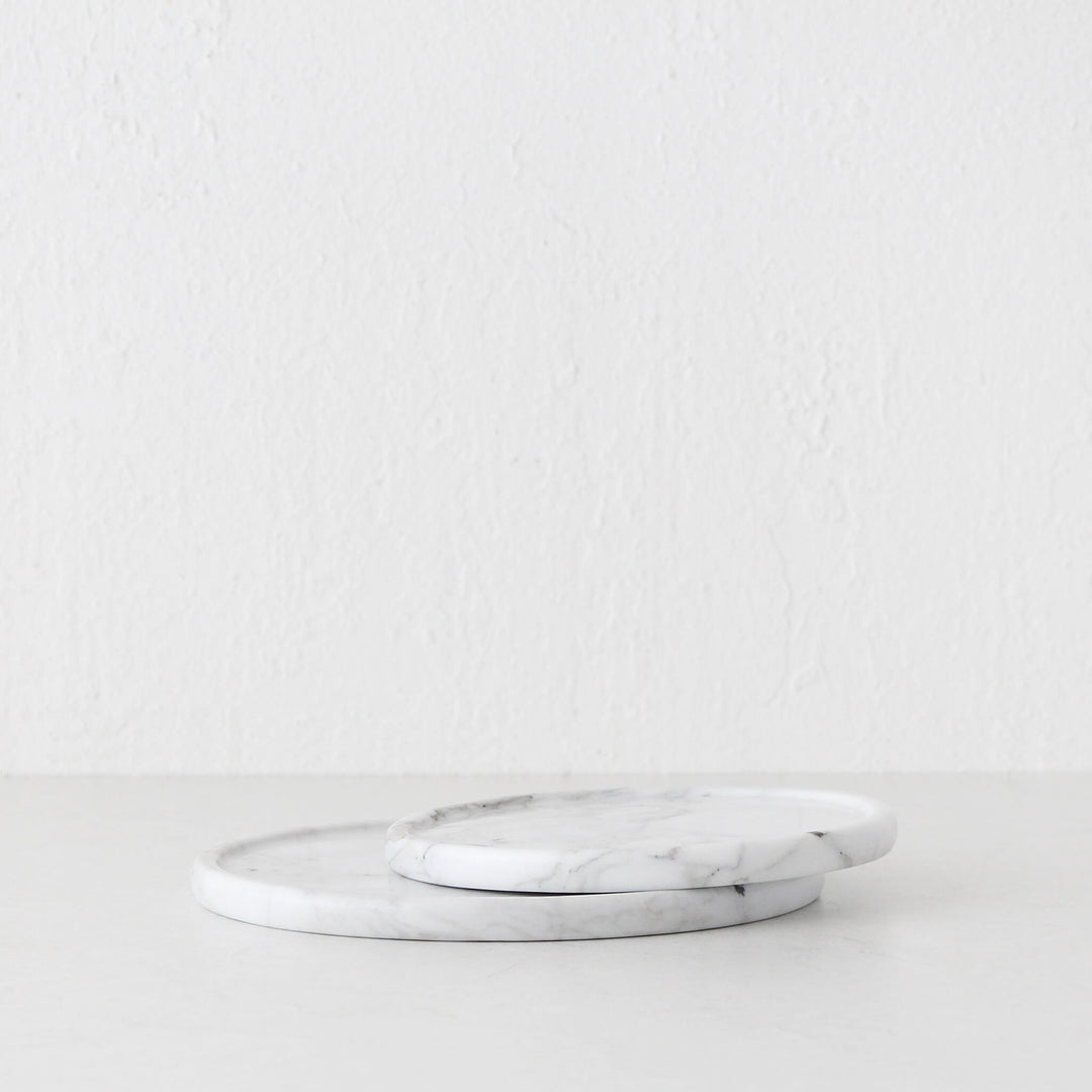 CAMERO MARBLE ROUND TRAY  |  SET OF 2  |  WHITE MARBLE