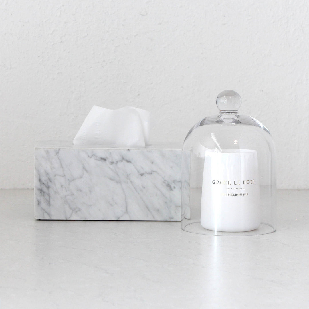 CAMERO RECTANGLE TISSUE BOX  |  WHITE MARBLE