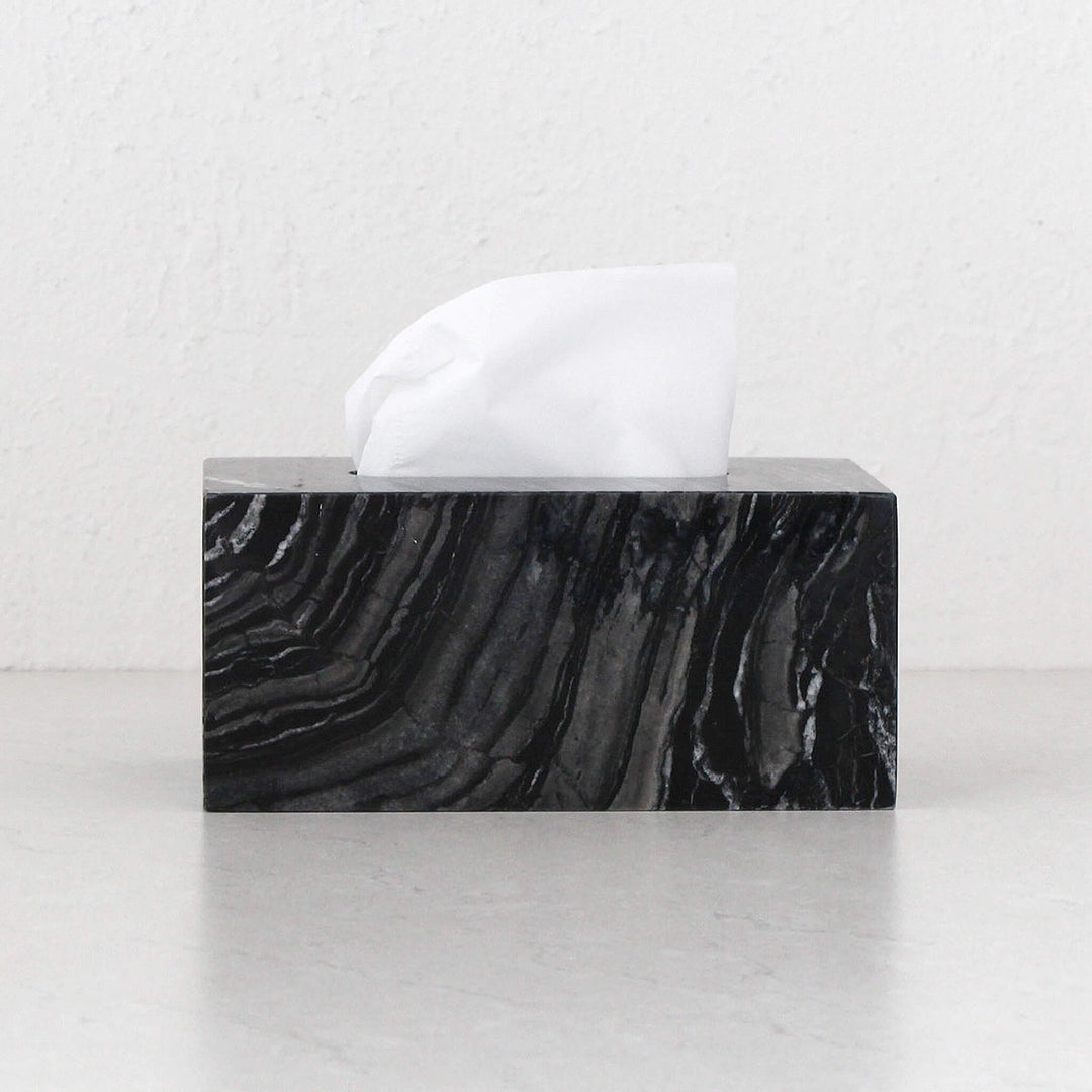 CAMERO RECTANGLE TISSUE BOX | DARK GREY MARBLE