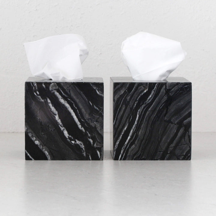 CAMERO SQUARE TISSUE BOX  |  BUNDLE X2  |  DARK GREY MARBLE