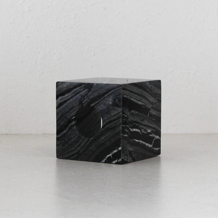 CAMERO SQUARE TISSUE BOX  |  DARK GREY MARBLE