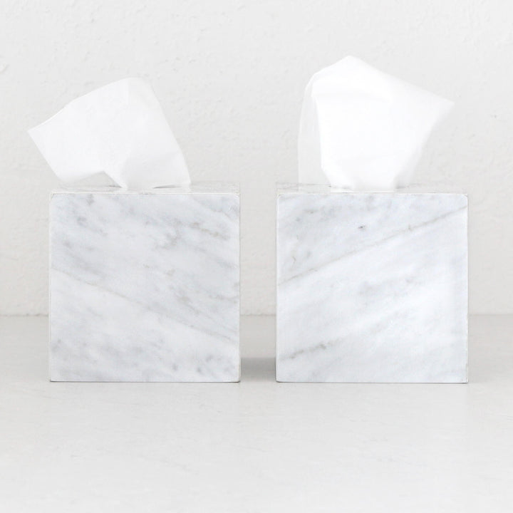 CAMERO SQUARE TISSUE BOX | BUNDLE X2 | WHITE MARBLE