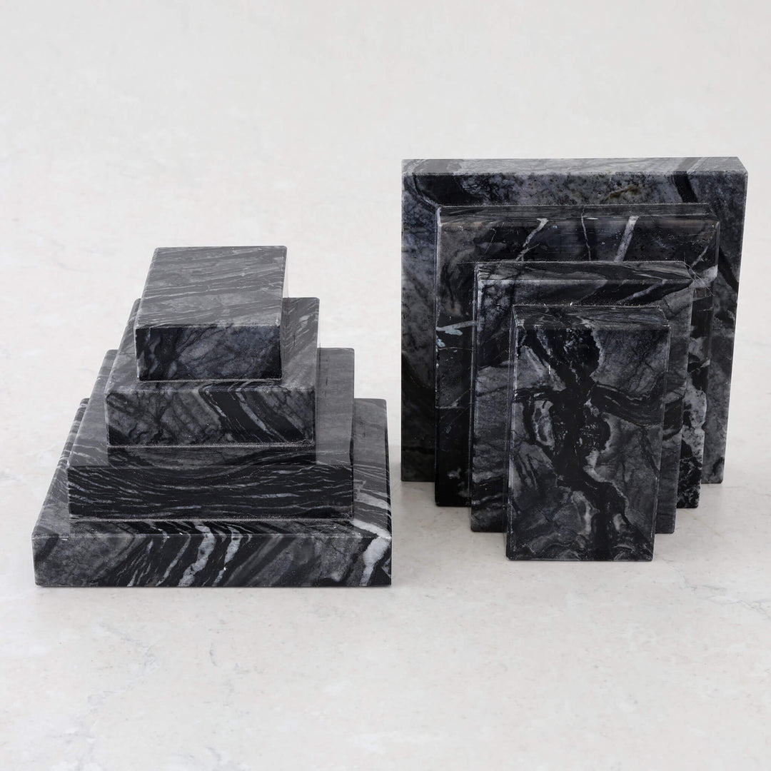 CAMERO MARBLE BOOKENDS  |  EMAS DARK GREY MARBLE