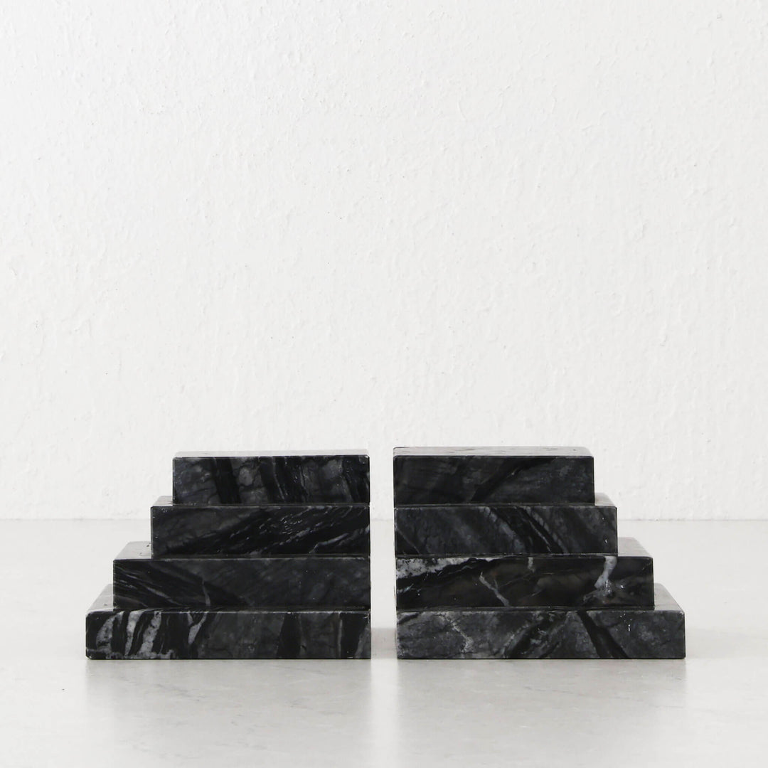 CAMERO MARBLE BOOKENDS  |  EMAS DARK GREY MARBLE
