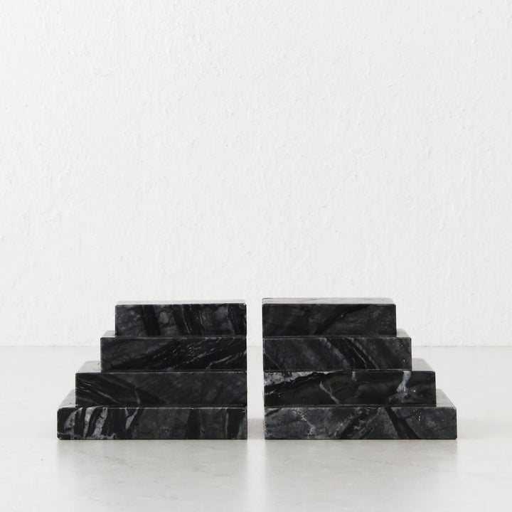 CAMERO MARBLE BOOKENDS  |  EMAS DARK GREY MARBLE