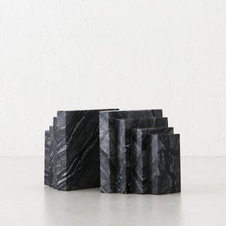 CAMERO MARBLE BOOKENDS  |  EMAS DARK GREY MARBLE
