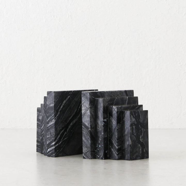 CAMERO MARBLE BOOKENDS  |  EMAS DARK GREY MARBLE