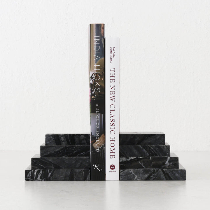 CAMERO MARBLE BOOKENDS  |  EMAS DARK GREY MARBLE