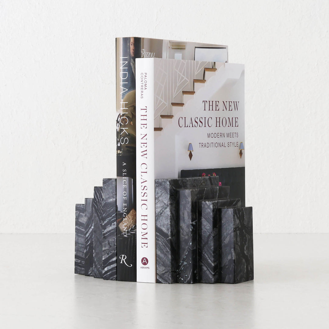 CAMERO MARBLE BOOKENDS  |  EMAS DARK GREY MARBLE