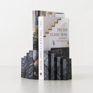 CAMERO MARBLE BOOKENDS  |  EMAS DARK GREY MARBLE