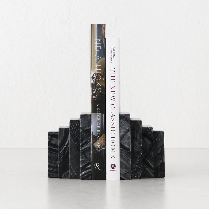 CAMERO MARBLE BOOKENDS  |  EMAS DARK GREY MARBLE