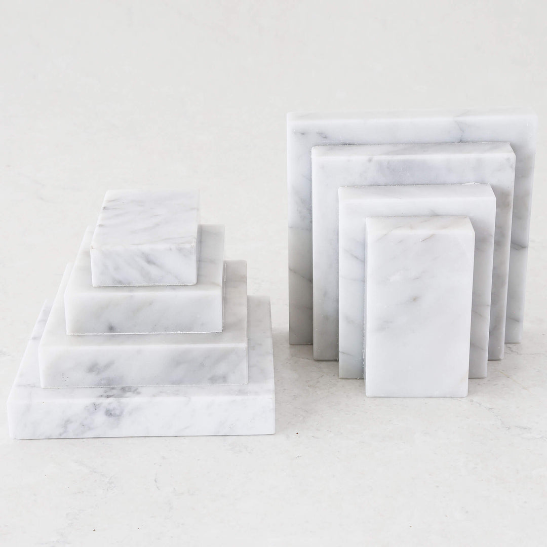 CAMERO MARBLE BOOKENDS  |  CARRARA WHITE MARBLE