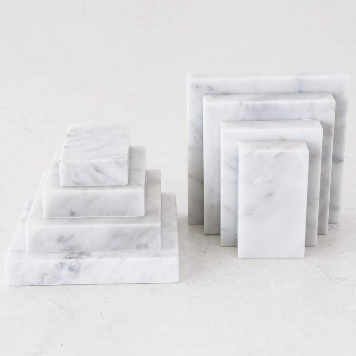 CAMERO MARBLE BOOKENDS  |  CARRARA WHITE MARBLE