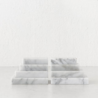 CAMERO MARBLE BOOKENDS  |  CARRARA WHITE MARBLE