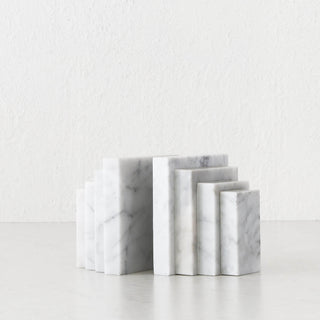 CAMERO MARBLE BOOKENDS  |  CARRARA WHITE MARBLE