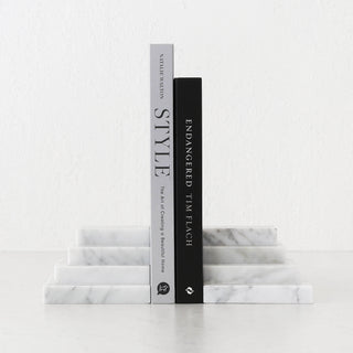 CAMERO MARBLE BOOKENDS  |  CARRARA WHITE MARBLE