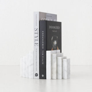 CAMERO MARBLE BOOKENDS  |  CARRARA WHITE MARBLE