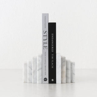 CAMERO MARBLE BOOKENDS  |  CARRARA WHITE MARBLE