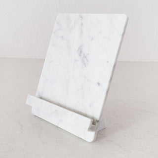 CAMERO MARBLE IPAD + COOKBOOK RECIPE STAND  |  CARRARA WHITE MARBLE