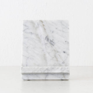 CAMERO MARBLE IPAD + COOKBOOK RECIPE STAND  |  CARRARA WHITE MARBLE