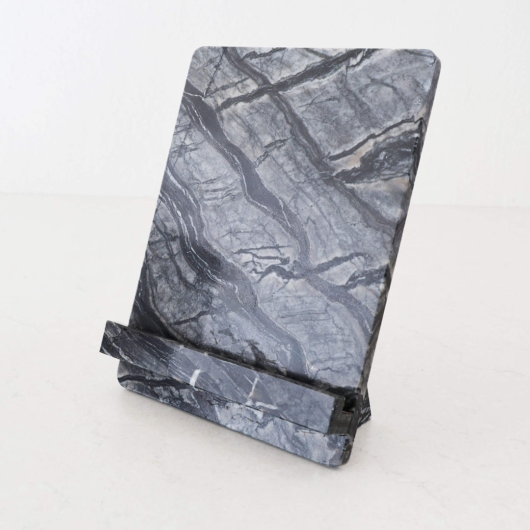 CAMERO MARBLE IPAD + COOKBOOK RECIPE STAND  |  EMAS DARK GREY MARBLE