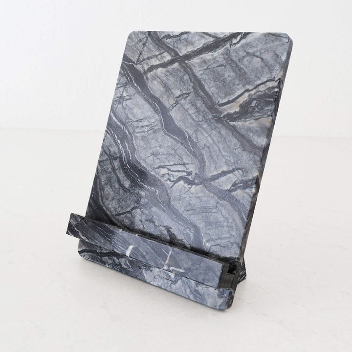 CAMERO MARBLE IPAD + COOKBOOK RECIPE STAND  |  EMAS DARK GREY MARBLE