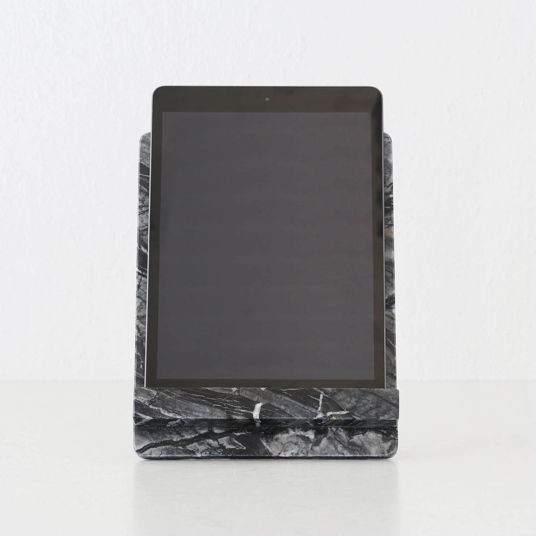 CAMERO MARBLE IPAD + COOKBOOK RECIPE STAND  |  EMAS DARK GREY MARBLE