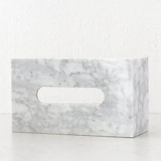 CAMERO MARBLE RECTANGLE TISSUE BOX  |  CARRARA WHITE MARBLE