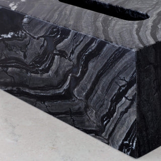 CAMERO MARBLE RECTANGLE TISSUE BOX   |  EMAS DARK GREY MARBLE
